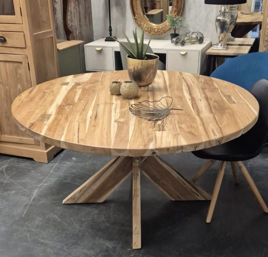 Eettafel Teakhout met matrixpoot